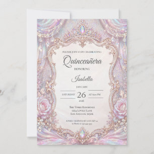 Invitation Élégante Princesse Iridescente Quinceañera