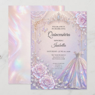 Invitation Élégante Princesse Iridescente Quinceañera