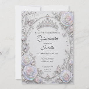 Invitation Élégante Princesse Iridescente Quinceañera