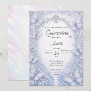Invitation Élégante Princesse Iridescente Quinceañera