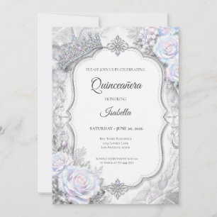 Invitation Élégante Princesse Iridescente Quinceañera