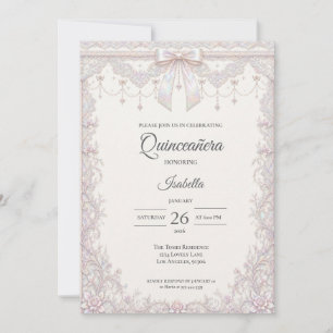 Invitation Élégante Princesse Iridescente Quinceañera