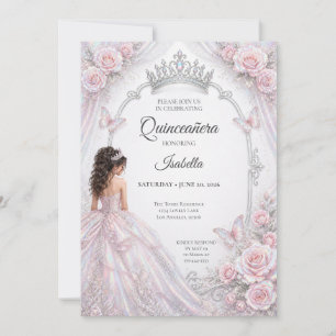 Invitation Élégante Princesse Iridescente Quinceañera