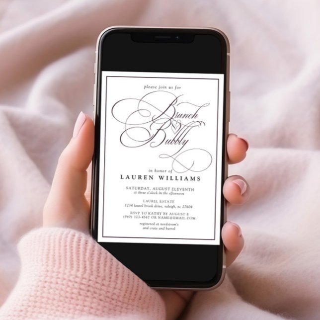 Invitation Élégante prune violette calligraphie Brunch & Bubb (Créateur téléchargé)