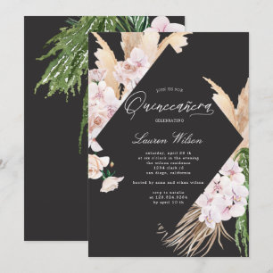 Invitation élégante Quinceanera à fleurs tropicales Invitatio