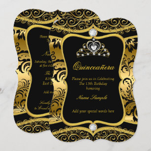 Invitation Élégante Quinceanera Couronne Damassée 