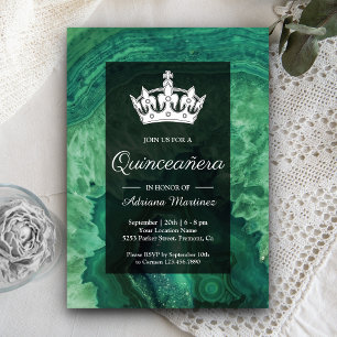 Invitation Élégante Quinceanera en Agate Verte Moderne