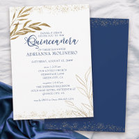 Elégante Quinceanera et Masse Royal Blue Gold Leaf