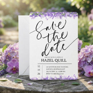 Invitation Élégante Quinceañera Fleurie Enregistrer la Date