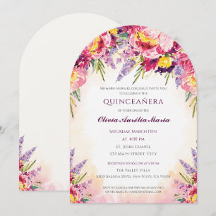 Invitation Elégante Quinceañera Florale