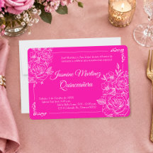 Élégante Quinceañera Florale Rose Fuchsia et Blanc