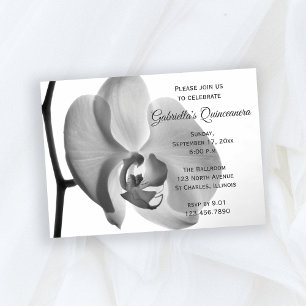 Invitation Élégante Quinceanera Orchidée Blanche