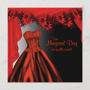 Invitation Élégante Quinceanera Rouge
