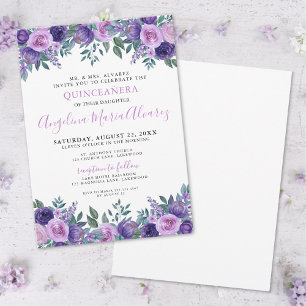 Invitation Elégante Quinceañera Violette