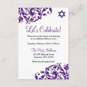 Invitation Elégante Réception Bat mitzvah pourpre