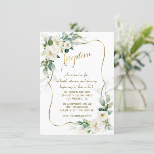 Invitation Élégante réception de mariage Fleurs d'ivoire blan
