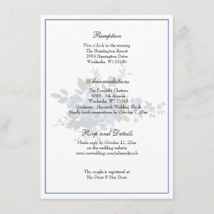 Invitation Elégante Réception de mariage Rose Bleue Classique