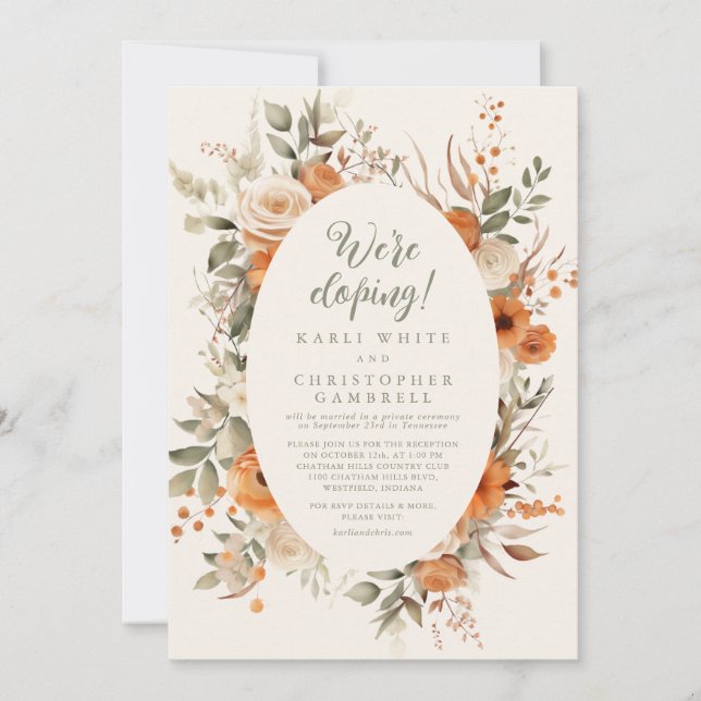 Invitation Elégante Réception d'Elopement Floral Blush (Devant)