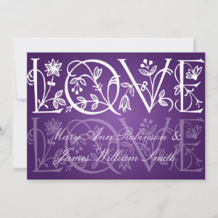 Invitation Elégante Réception Star Love Flourish Purple