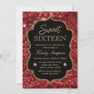 Invitation Elégante Red Faux Parties scintillant & Gold Winte