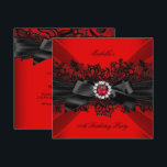 Invitation Elégante Red Pearl Black Lace Bow fête d'anniversa<br><div class="desc">Elégant bijou de diamant de Perle Rouge Regal, avec une cave en dentelle noire, Invitation de fête d'anniversaire. Soirée d'Anniversaire moderne et raffinée pour toutes les occasions. Fabulous Elegant Events for Women, Girls, Invitations de fêtes pour tous les âges, juste customisez à l'âge que vous voulez! Customisez avec vos propres...</div>
