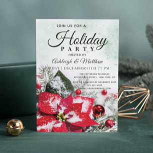 Invitation Elégante Red Winter Poinsettia Floral Fête