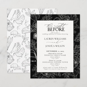 Invitation Élégante répétition de Mariage noir blanc