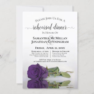 Invitation Élégante répétition du Mariage Rose Royal Purple