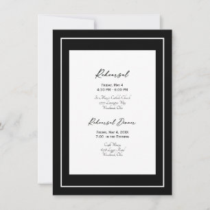 Invitation Élégante répétition Mariage noir et blanc Invitati