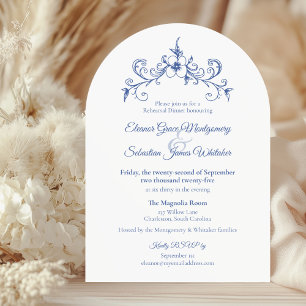 Invitation Élégante répétition Vintage Romance Blue Mariage