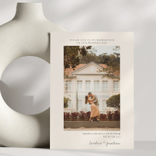 Invitation Élégante Réponse de Mariage en Crème d'Ivoire avec