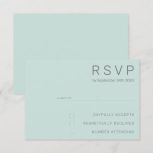 Invitation Élégante Réponse Mariage Minimaliste Moderne Menth