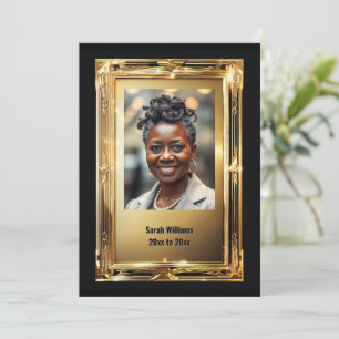 Invitation Elégante retraite cadre or photo adieu fête