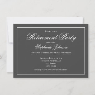 Invitation Élégante retraite Dark Grey Party