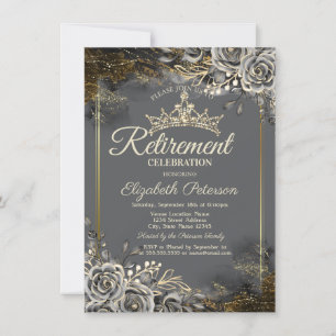 Invitation Élégante retraite noire Rose gris