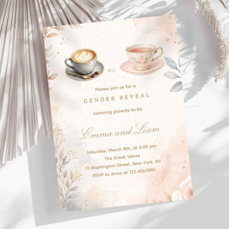 Invitation Élégante révélation du sexe autour d'un café ou d'