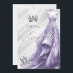 Invitation Élégante robe argentée pourpre étincelante douce 1<br><div class="desc">Robe d'Argent Violet Étincelle Princesse Sweet 16 Invitation</div>