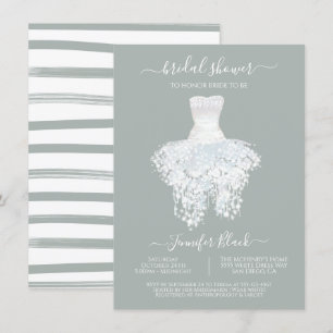 Invitation Elégante robe blanche Mariage douche nuptiale Invi
