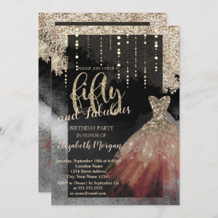 Invitation Élégante robe chic 50e fête d'anniversaire