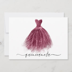 Invitation Élégante robe classique bordeaux Quinceanera Party