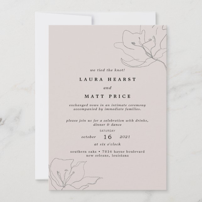 Invitation Élégante robe de mariée moderne rose pâle pour une (Devant)