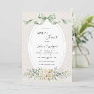 Invitation Élégante Robe de Mariée Vert Sauge Florale Vintage