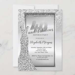 Invitation Elégante robe de Parties scintillant en argent 40e