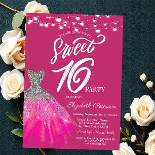 Invitation Élégante robe de Parties scintillant String Lights
