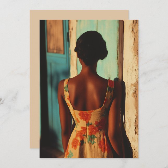 Invitation Élégante robe florale de femme cubaine à l'heure d (Devant / Derrière)