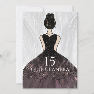 Invitation Élégante robe noire Gown Quinceanera Party