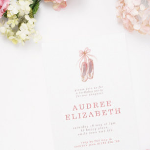Invitation Élégante rose Ballerina Chaussures Filles Fête d'a