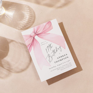 Invitation élégante rose Coquette Bow pour 17e ann