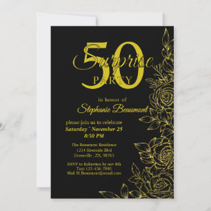 Invitation Elégante Rose dorée pour femmes 50e anniversaire