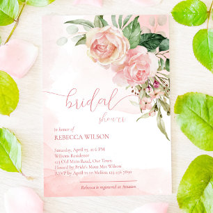 Invitation Elégante rose douce rose rose pâle rose nuptiale d